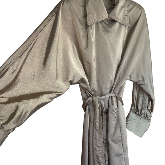 Mycra Pac Designer Wear Womens Trench Rain Coat One Size Gold Belted Pockets - Picture 8 of 16